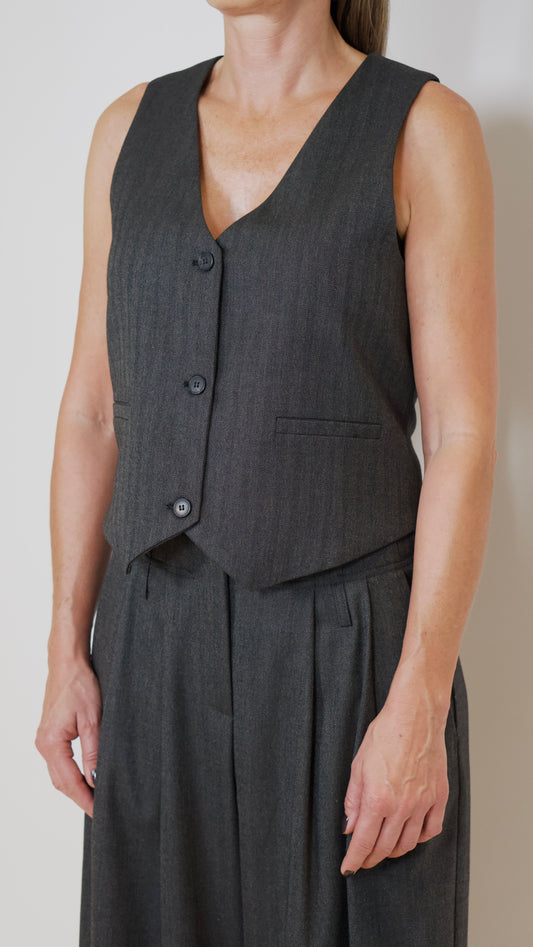 LUCCA vest Herringbone Black