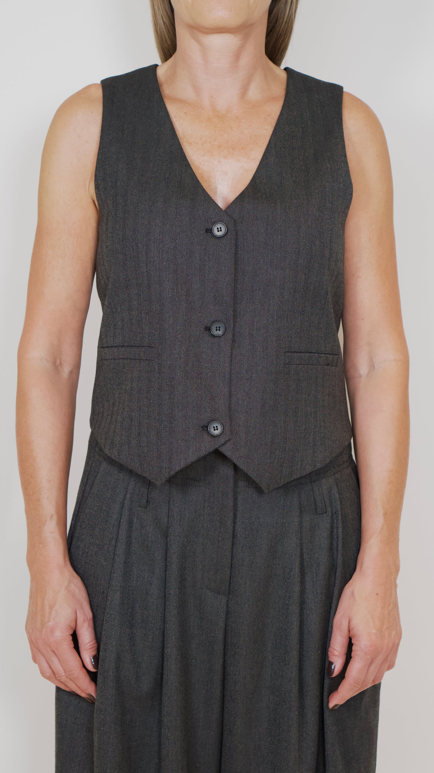 LUCCA vest Herringbone Black