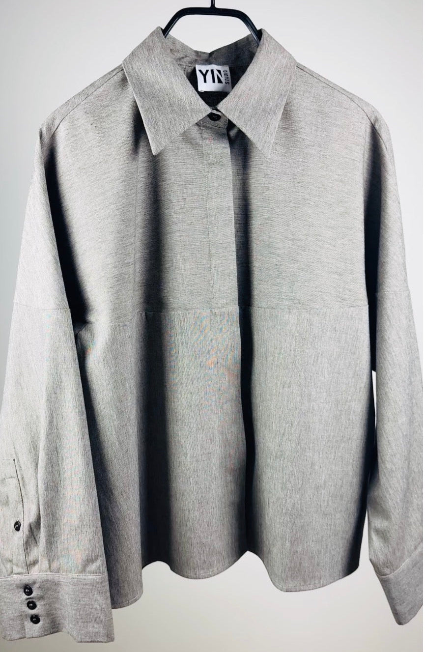 PLUTO shirt, Beige micro check no.1