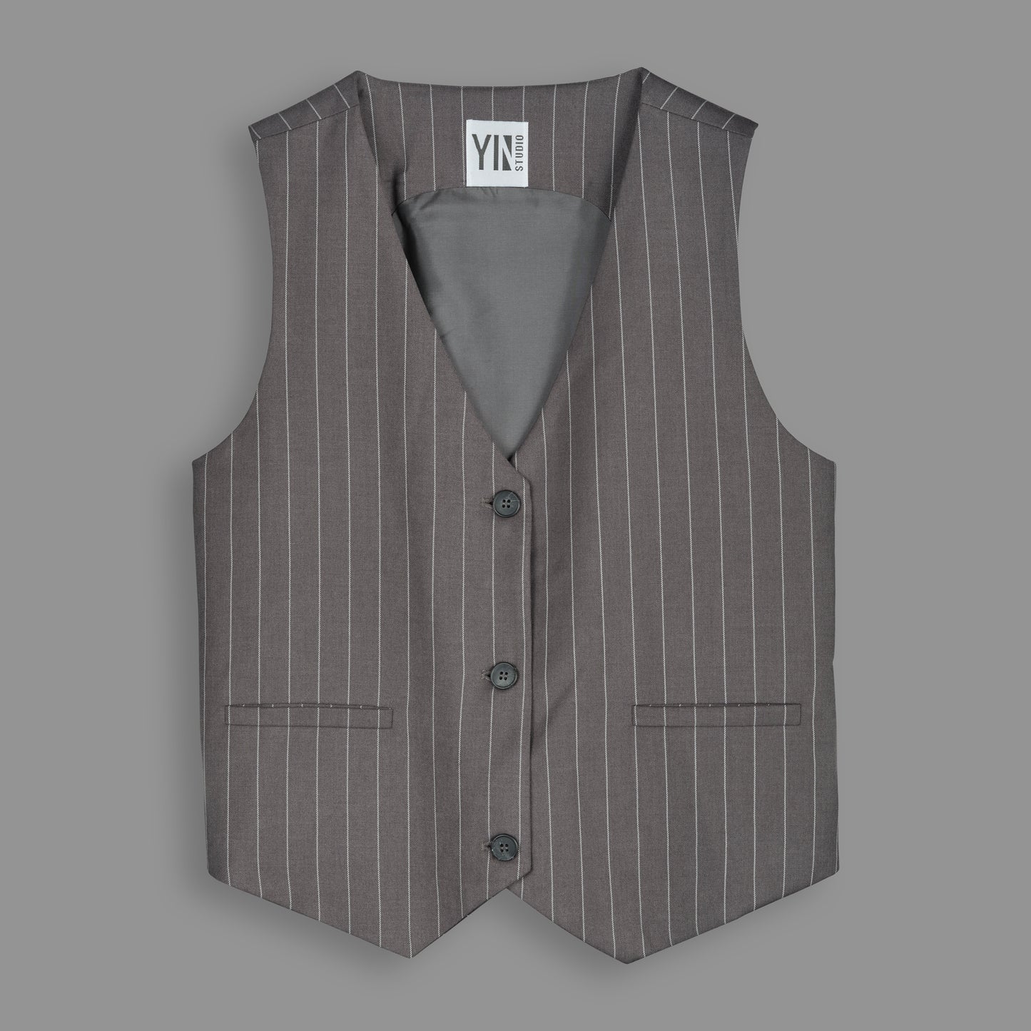 LUCCA vest Grey Pinstripe