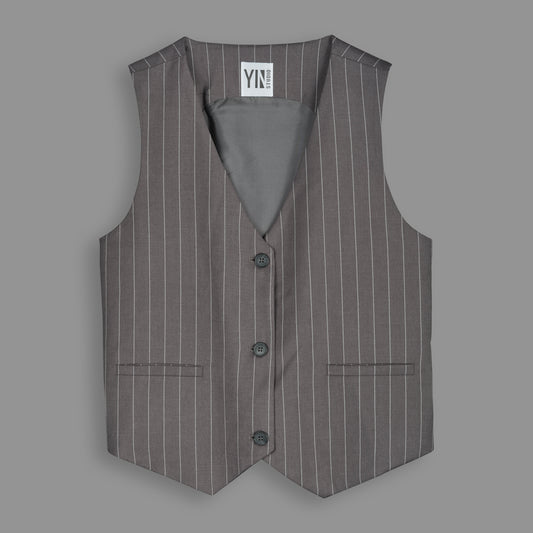 LUCCA vest Grey Pinstripe