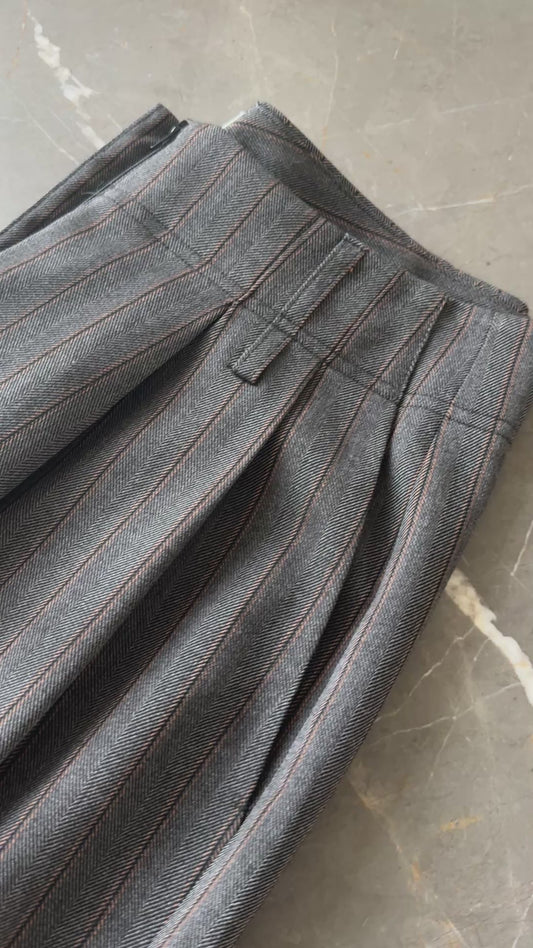 LouLou pants, Black Herringbone camel stripe